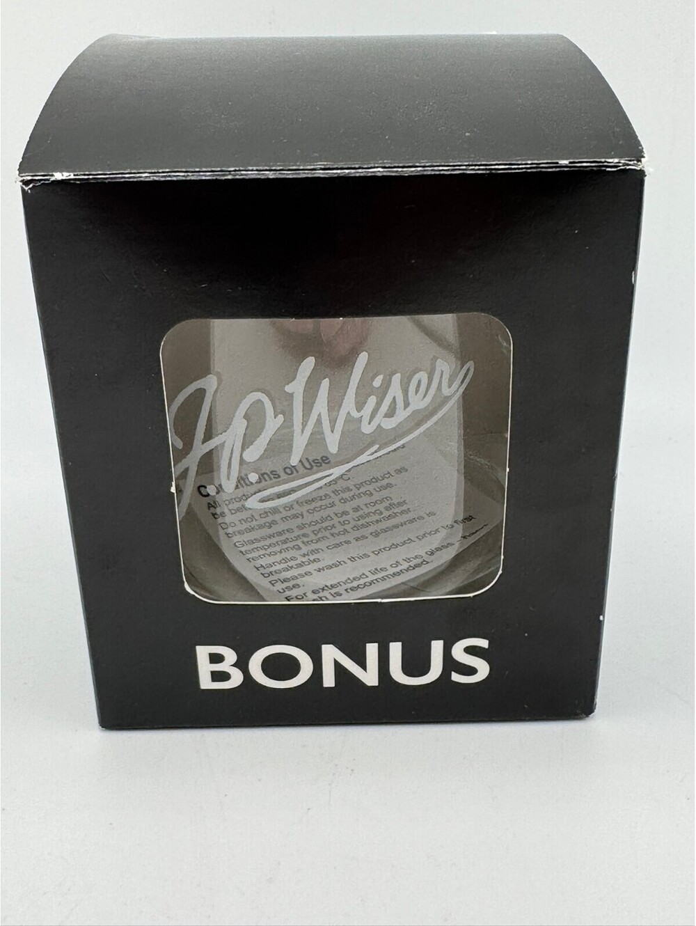 J.P. Wiser's Canadian Whisky Rocks Glass Tumbler Lowball w/ Original Bonus Box